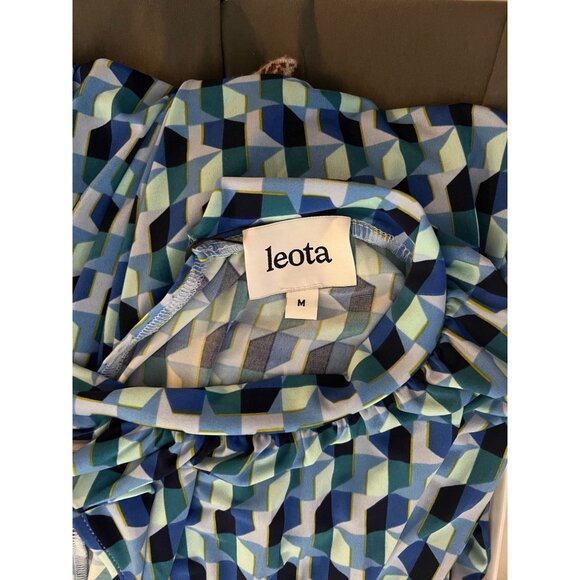 Leota Mindy Shirred Midi Dress Women's Size Medium Elegant High Neckline Sleevel - Picture 5 of 5